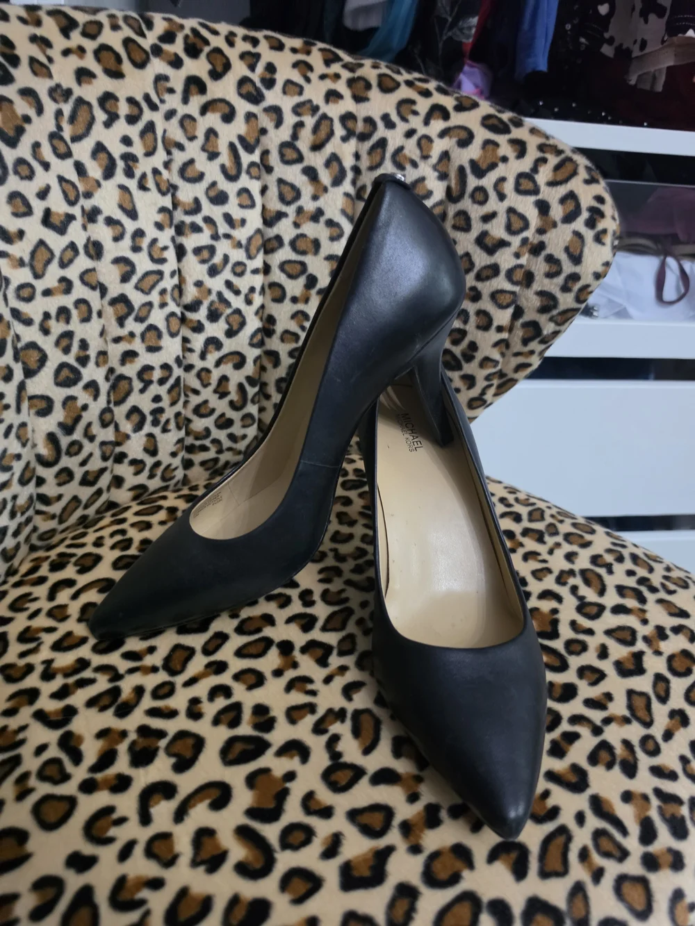 Michael Kors Black Leather Kitten Heels Never Worn 10